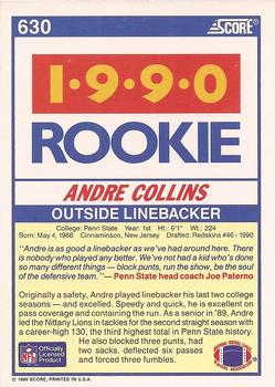 1990 Score #630 Andre Collins Back