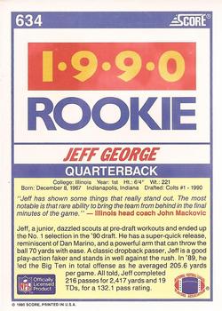 1990 Score #634 Jeff George Back