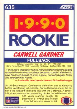 1990 Score #635 Carwell Gardner Back