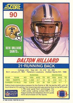 1990 Score #90 Dalton Hilliard Back