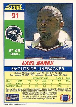 1990 Score #91 Carl Banks Back