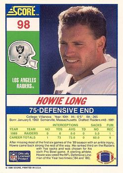 1990 Score #98 Howie Long Back