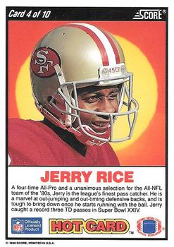 1990 Score - Hot Cards #4 Jerry Rice Back