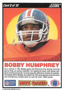 1990 Score - Hot Cards #8 Bobby Humphrey Back