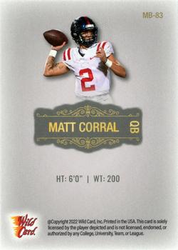 2022 Wild Card Matte - Silver #MB-83 Matt Corral Back