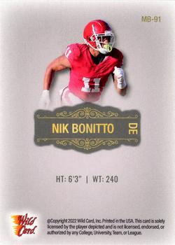 2022 Wild Card Matte - Silver #MB-91 Nik Bonitto Back