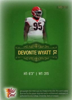 2022 Wild Card Matte - Green #MB-37 Devonte Wyatt Back