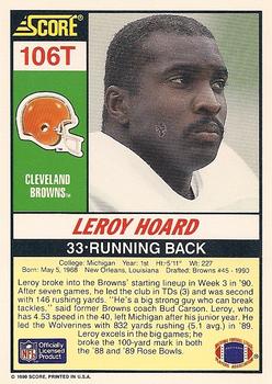 1990 Score Rookie & Traded #106T Leroy Hoard Back