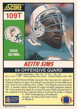 1990 Score Rookie & Traded #109T Keith Sims Back
