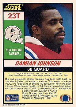 1990 Score Rookie & Traded #23T Damian Johnson Back