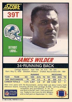 1990 Score Rookie & Traded #39T James Wilder Back