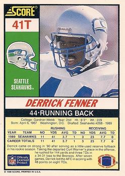 1990 Score Rookie & Traded #41T Derrick Fenner Back