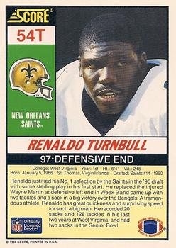 1990 Score Rookie & Traded #54T Renaldo Turnbull Back