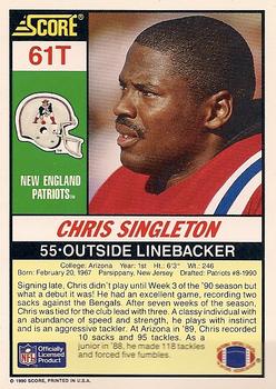 1990 Score Rookie & Traded #61T Chris Singleton Back