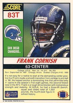 1990 Score Rookie & Traded #83T Frank Cornish Back