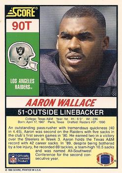 1990 Score Rookie & Traded #90T Aaron Wallace Back
