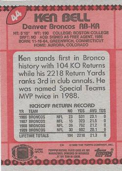 1990 Topps #44 Ken Bell Back