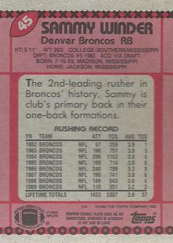 1990 Topps #45 Sammy Winder Back