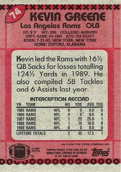 1990 Topps #74 Kevin Greene Back