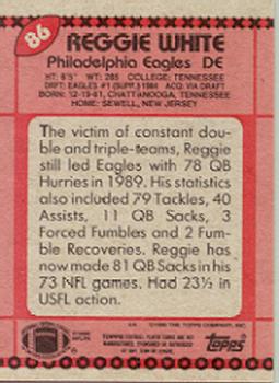 1990 Topps #86 Reggie White Back