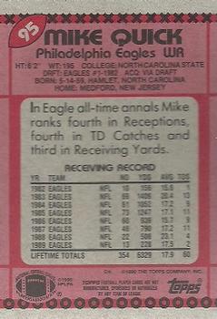 1990 Topps #95 Mike Quick Back