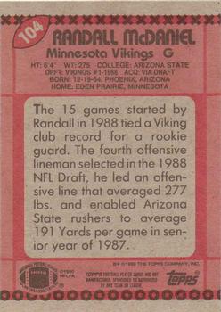 1990 Topps #104 Randall McDaniel Back