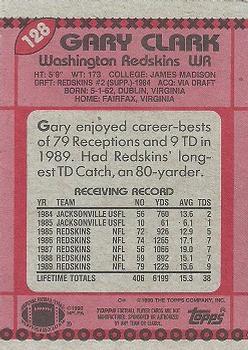 1990 Topps #128 Gary Clark Back