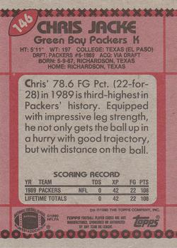 1990 Topps #146 Chris Jacke Back