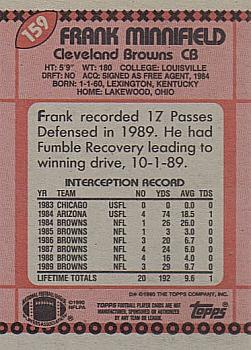 1990 Topps #159 Frank Minnifield Back