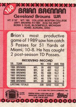 1990 Topps #160 Brian Brennan Back