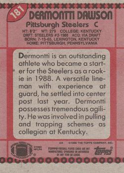 1990 Topps #181 Dermontti Dawson Back