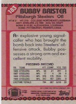1990 Topps #183 Bubby Brister Back