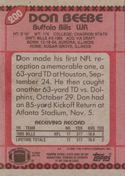 1990 Topps #200 Don Beebe Back
