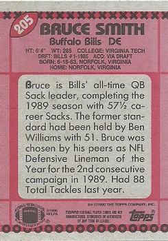 1990 Topps #205 Bruce Smith Back