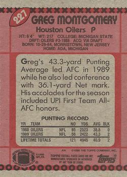 1990 Topps #227 Greg Montgomery Back