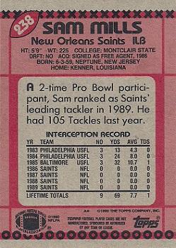 1990 Topps #238 Sam Mills Back