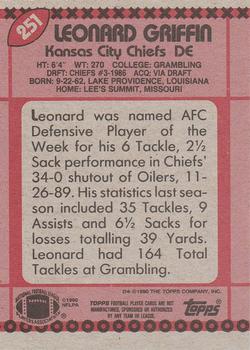 1990 Topps #251 Leonard Griffin Back