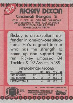 1990 Topps #276 Rickey Dixon Back