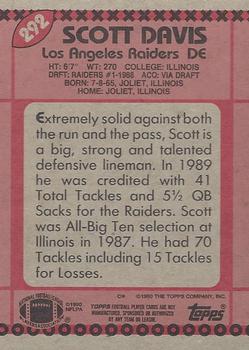 1990 Topps #292 Scott Davis Back