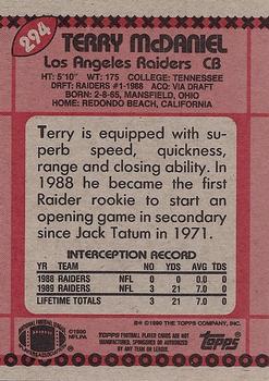 1990 Topps #294 Terry McDaniel Back
