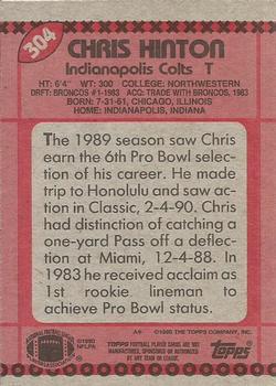 1990 Topps #304 Chris Hinton Back