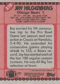 1990 Topps #378 Jay Hilgenberg Back
