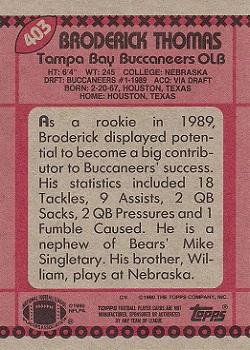 1990 Topps #403 Broderick Thomas Back