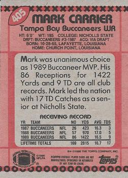 1990 Topps #405 Mark Carrier Back