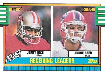 1990 Topps #431 1989 Receiving Leaders (Jerry Rice / Andre Reed) Front