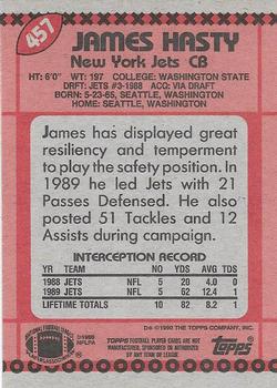 1990 Topps #457 James Hasty Back