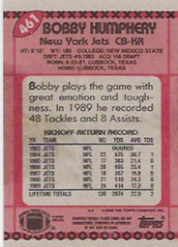 1990 Topps #461 Bobby Humphery Back