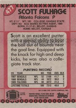 1990 Topps #477 Scott Fulhage Back