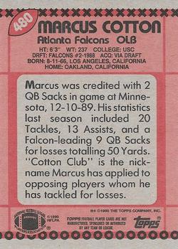1990 Topps #480 Marcus Cotton Back