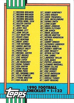 1990 Topps #497 Checklist: 1-132 Front